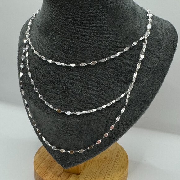 .925 Silver 3-layer Sparkling Necklace - Picture 2 of 6